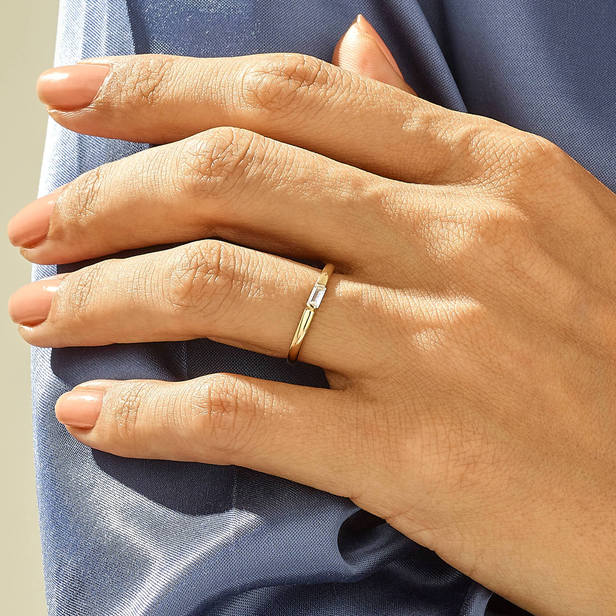 Baguette Cut Solitaire Wedding Ring in 14k Solid Yellow Gold