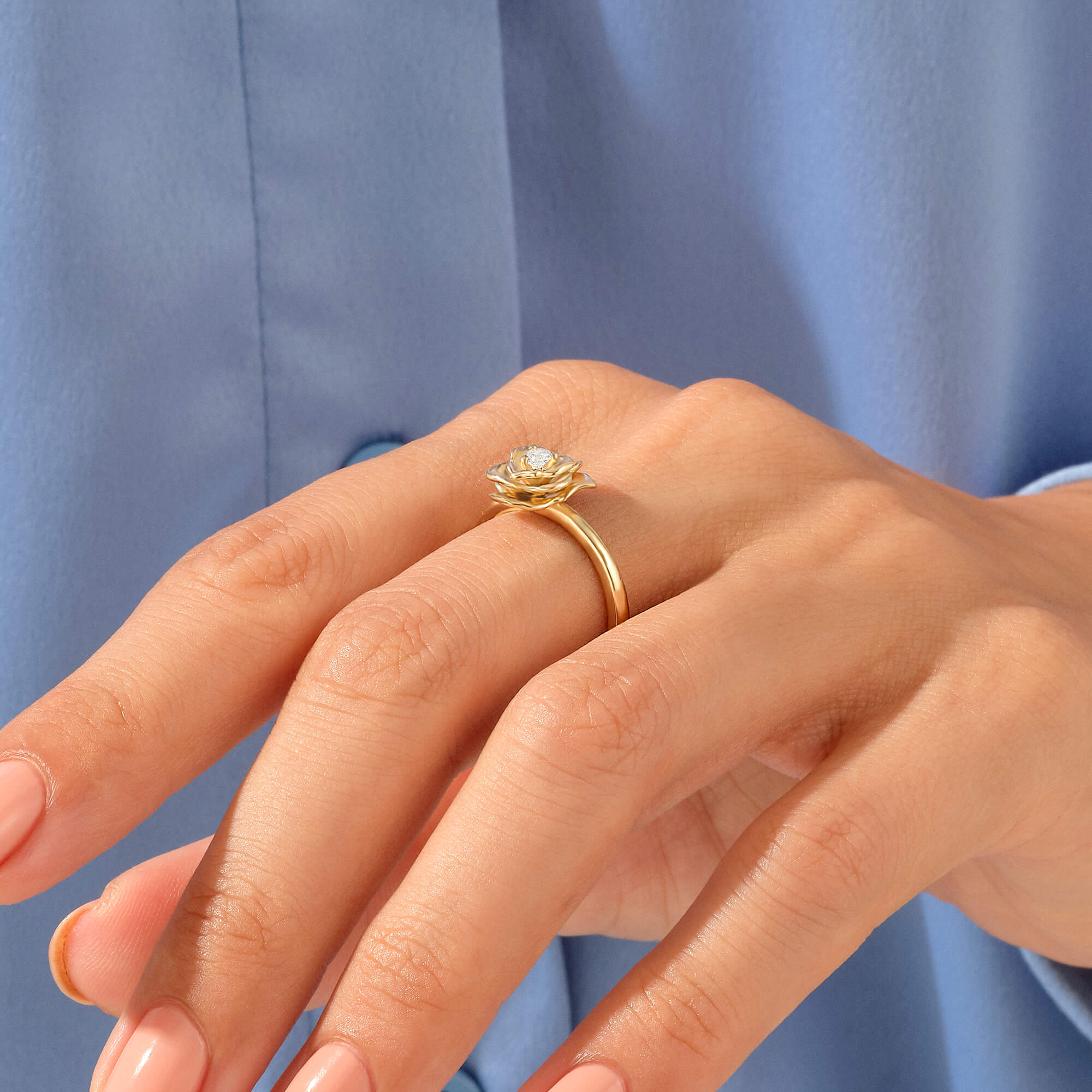 Disney Belle-Inspired Rose Ring in 14k Real Gold