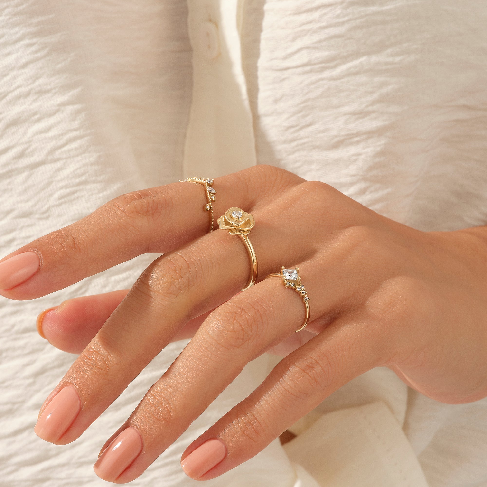 14k Solid Gold Disney Belle Rose Ring