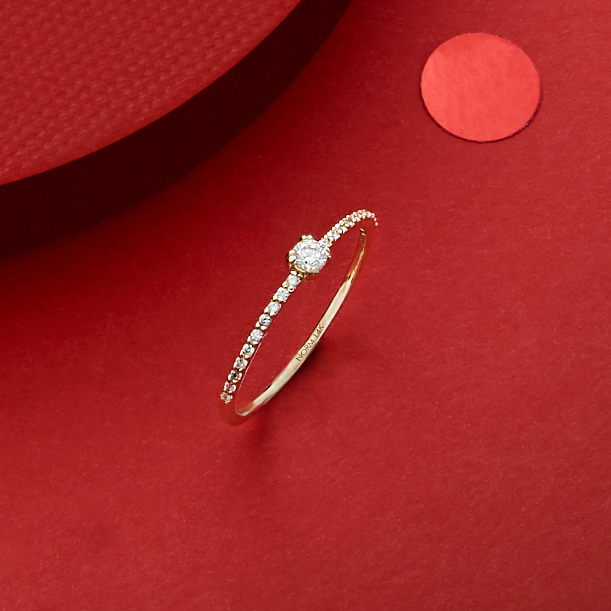 Stackable Half Eternity Solitaire Ring in 14k Solid Gold