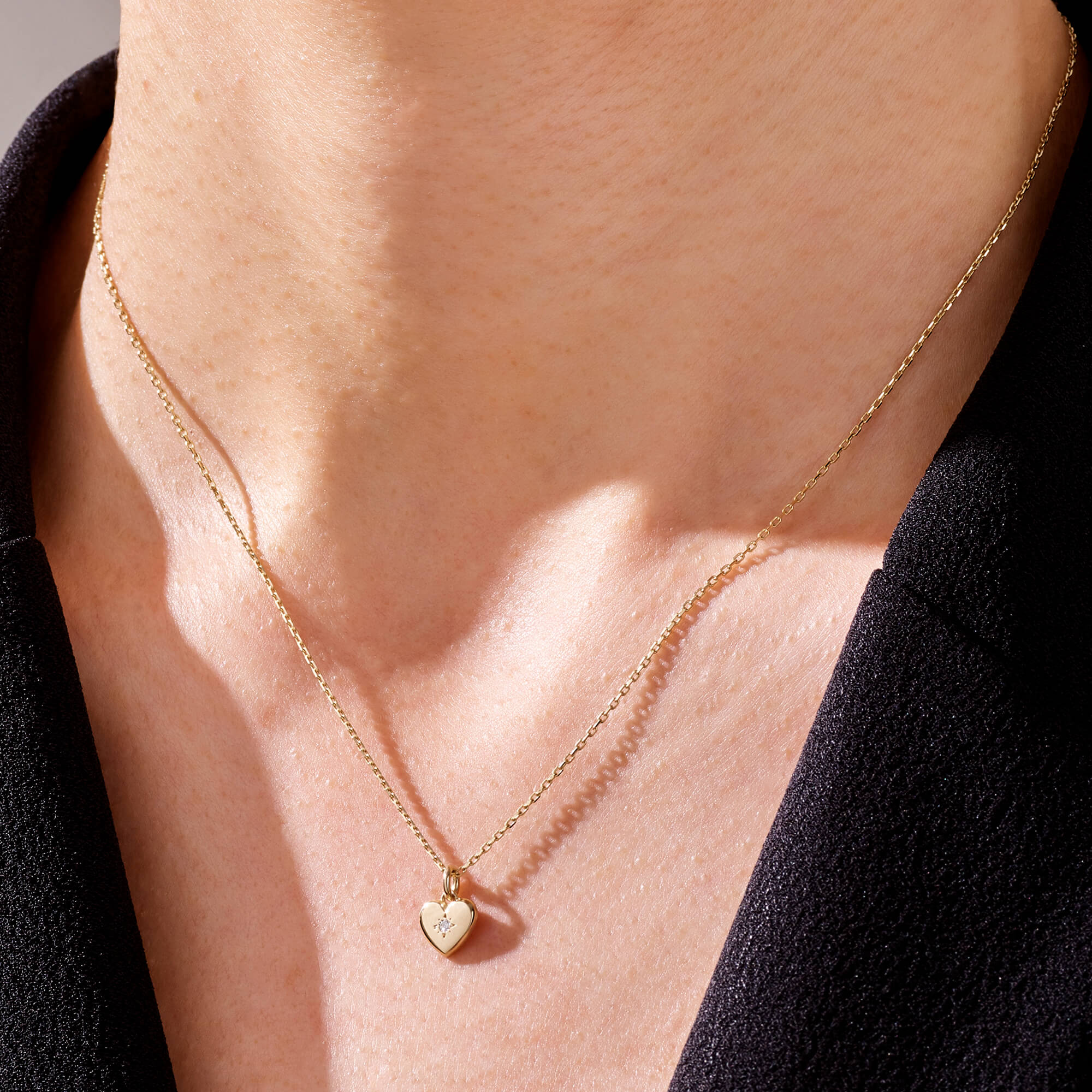 14k Real Yellow Gold Small Heart Shaped Pendant for Women
