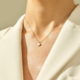 14k Real Yellow Gold Small Heart Shaped Necklace for Women