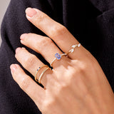Modern Leaf Ring in 14k Real Yellow Gold