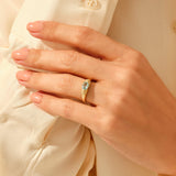 Women's Aquamarine Solitaire Pinky Ring in 14k Real Yellow Gold