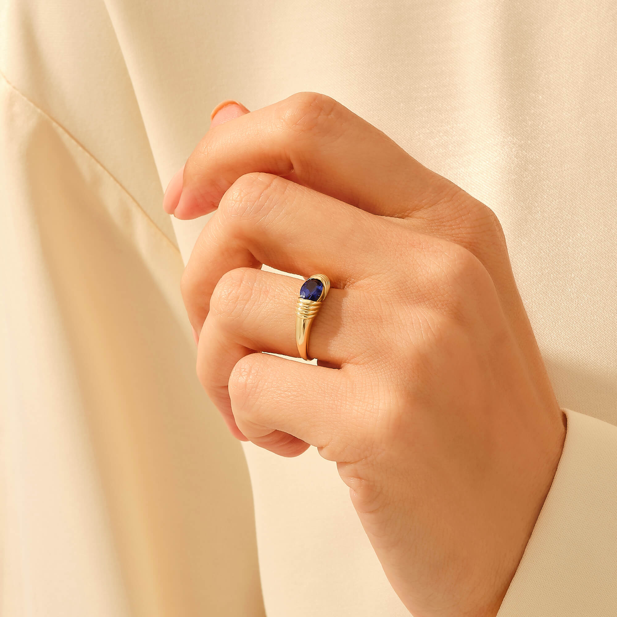 Majestic Sapphire Solitaire Statement Ring in Gold