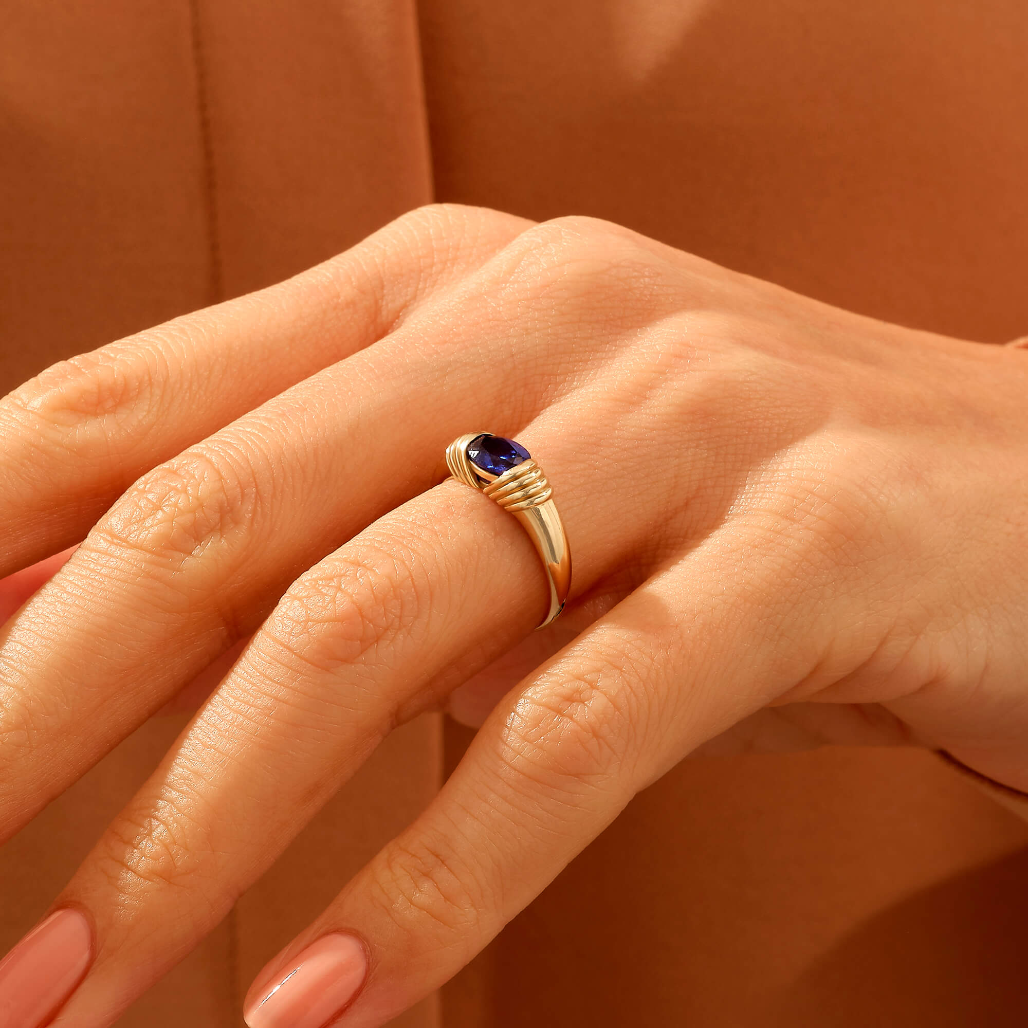Majestic Sapphire Ring in 14k Solid Yellow Ring