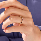 Stackable Ruby Marquise Band Ring in 14k Solid Yellow Gold