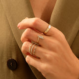 Women's Marquise Bold Band Statement Ring in 14k Real Yellow Gold