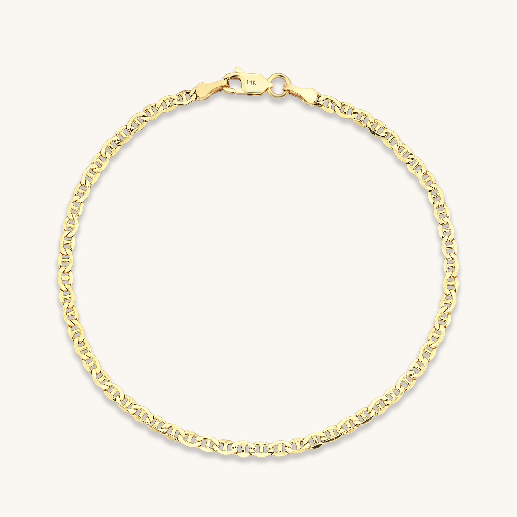 14k Solid Gold Mariner Chain Bracelet for Women
