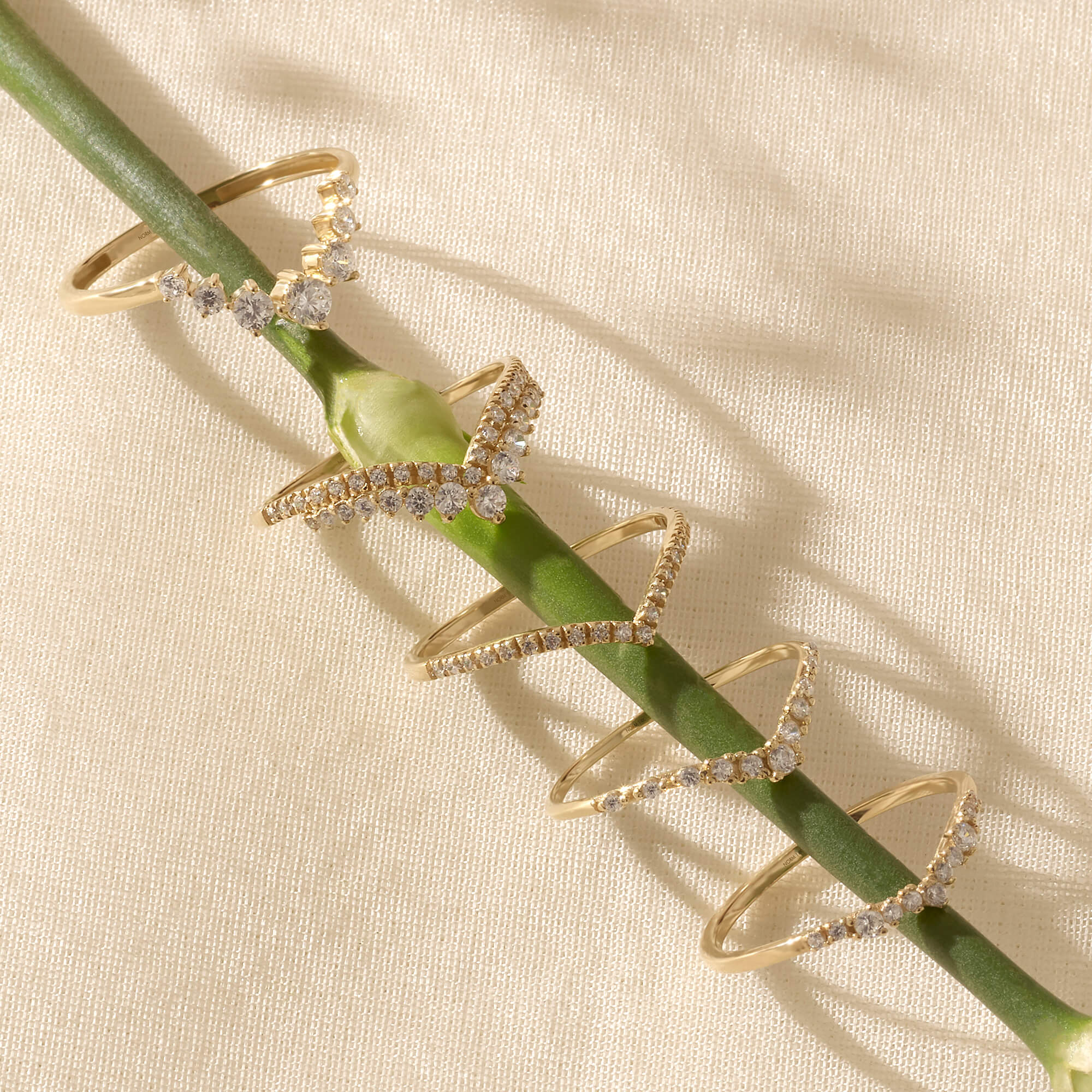 Minimal Stackable Curved Band Ring in 14k Solid Yellow Gold