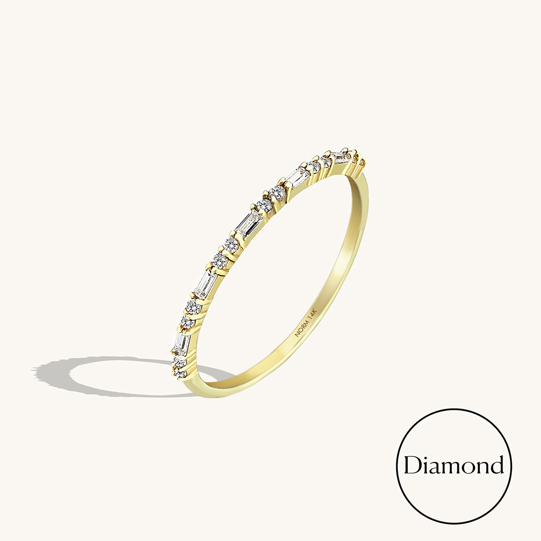 0.17 ctw Diamond Baguette Thin Band Ring in 14k Gold