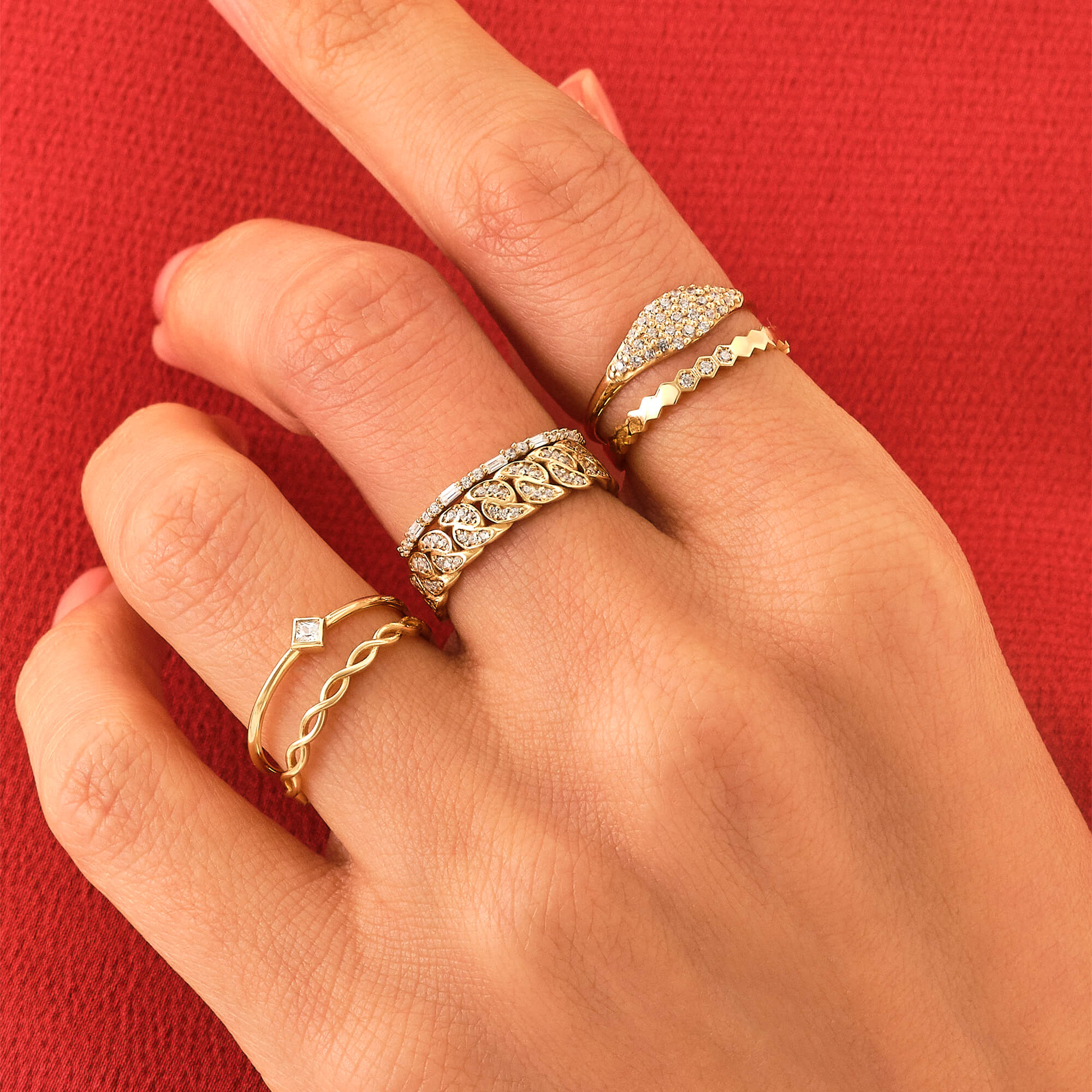 0.17 ctw Diamond Baguette Stacking Ring in 14k Gold