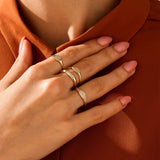 Minimal Pave Dome Statement Ring with CZ Stones in 14k Real Gold