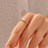 Women's Minimalist Emerald Curve Ring in 14k Real Yellow Gold
