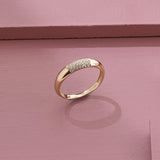 Women's Minimal Pave Dome Ring 14k Solid Gold