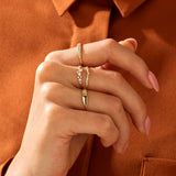 Women's Minimalist Sparkle Signet Ring in 14k Solid Yellow Gold