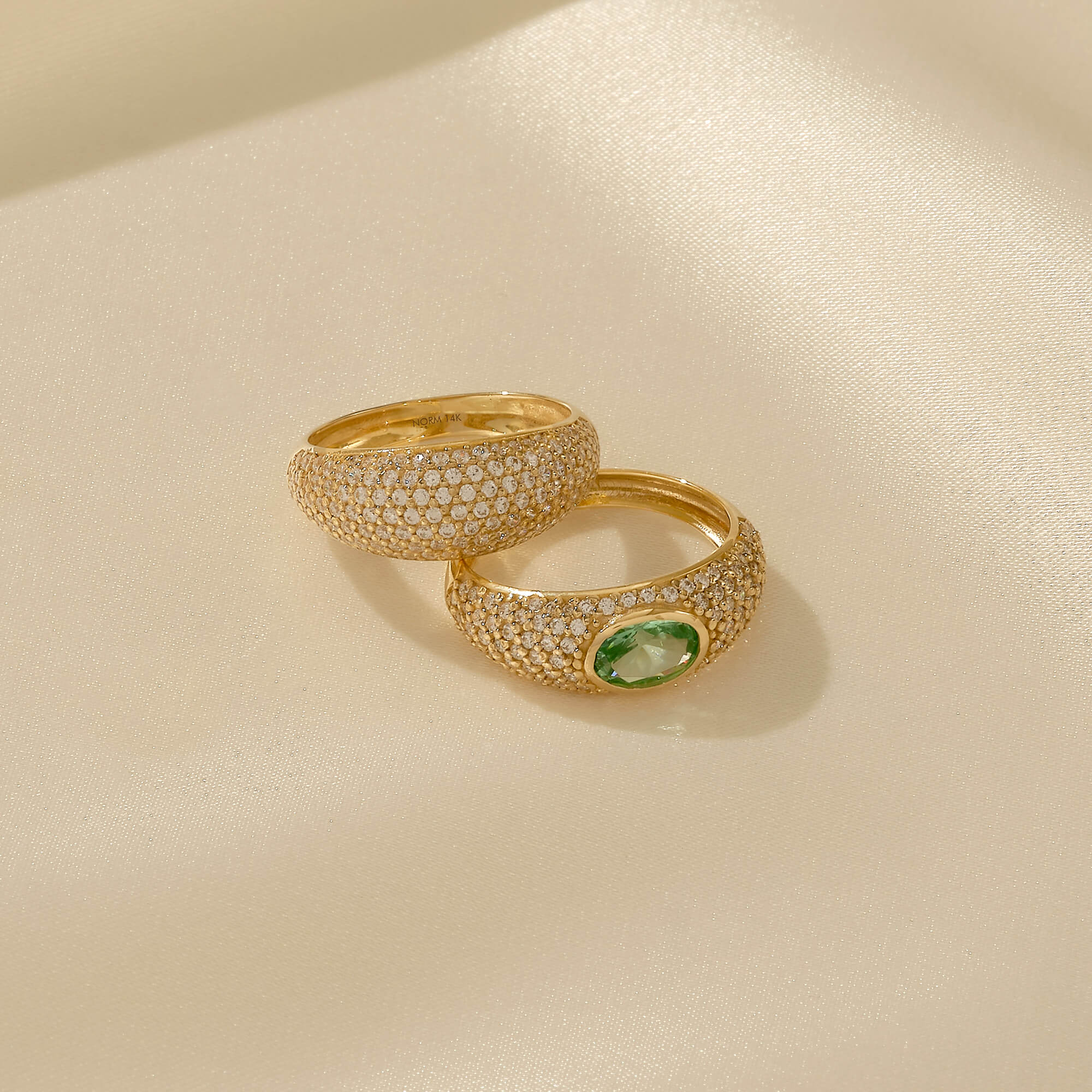 Premium Pave Bold Dome Statement Ring in 14k Real Gold