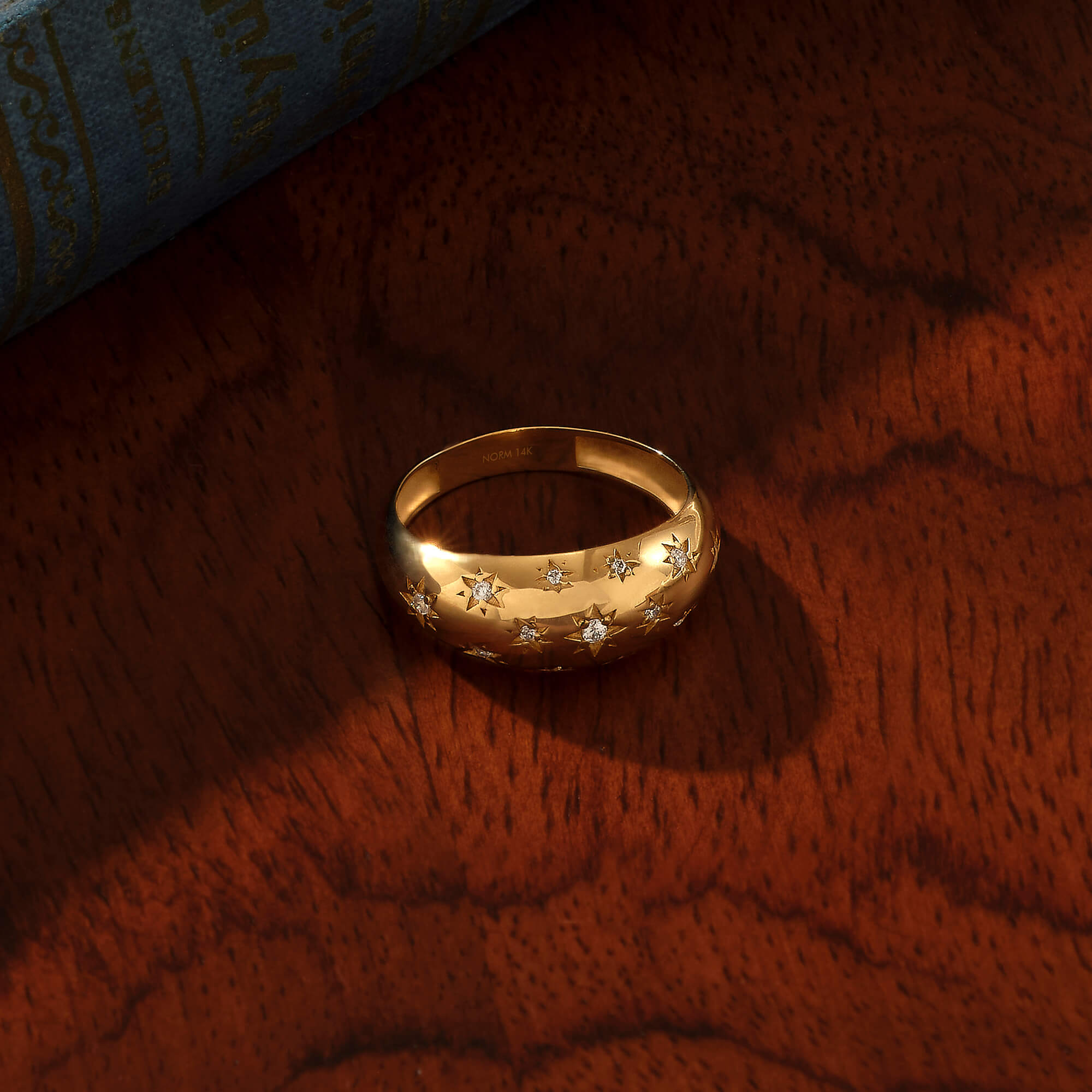 Premium Star Dome Ring in 14k Solid Yellow Gold