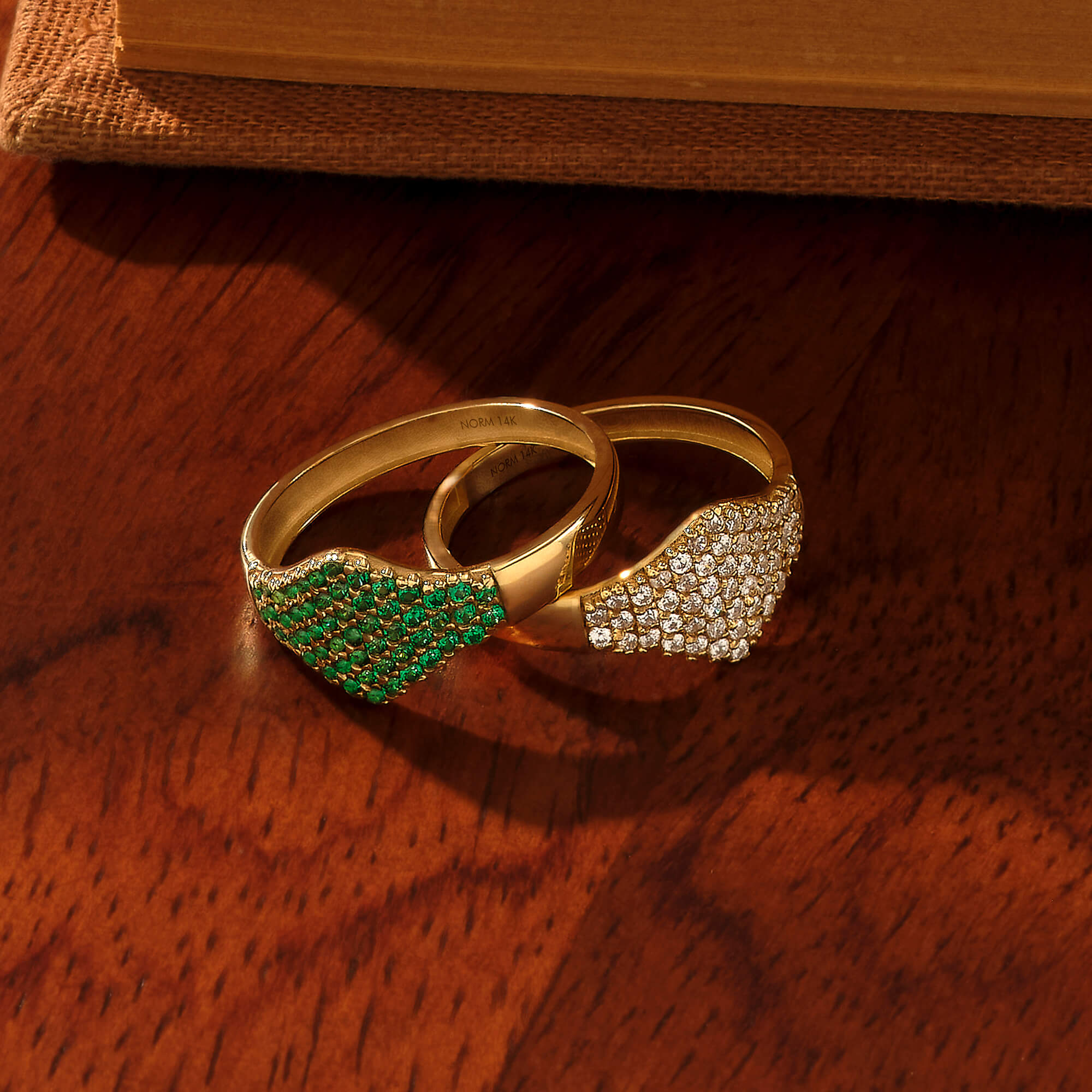 Women's Flat Pave CZ Signet Ring in 14k Solid Yellow Gold