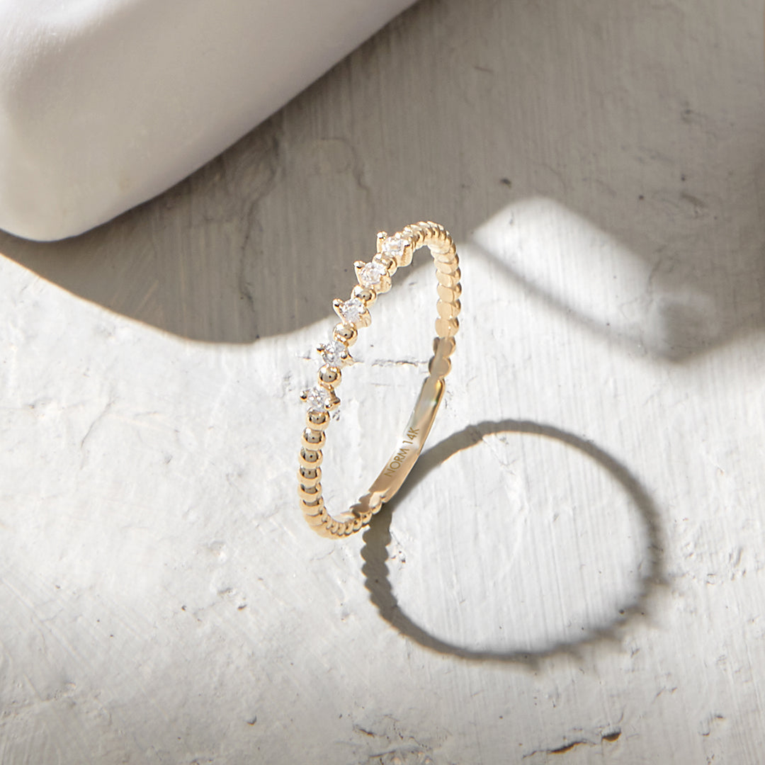 Mini Ball Ring in 14k Real Yellow Gold