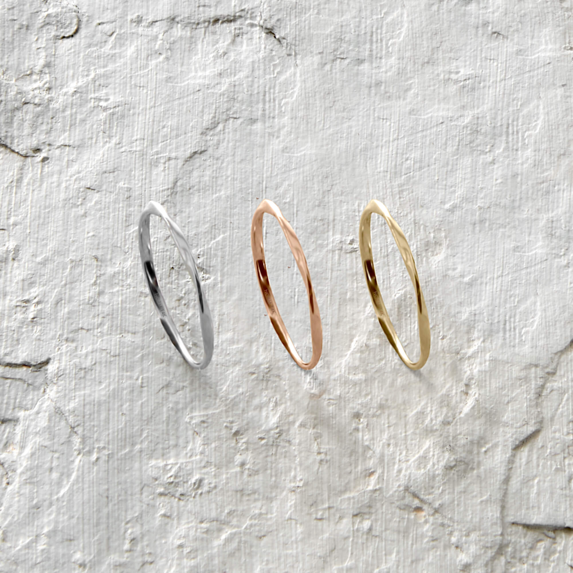 14k Solid Yellow Gold Stackable Twist Ring