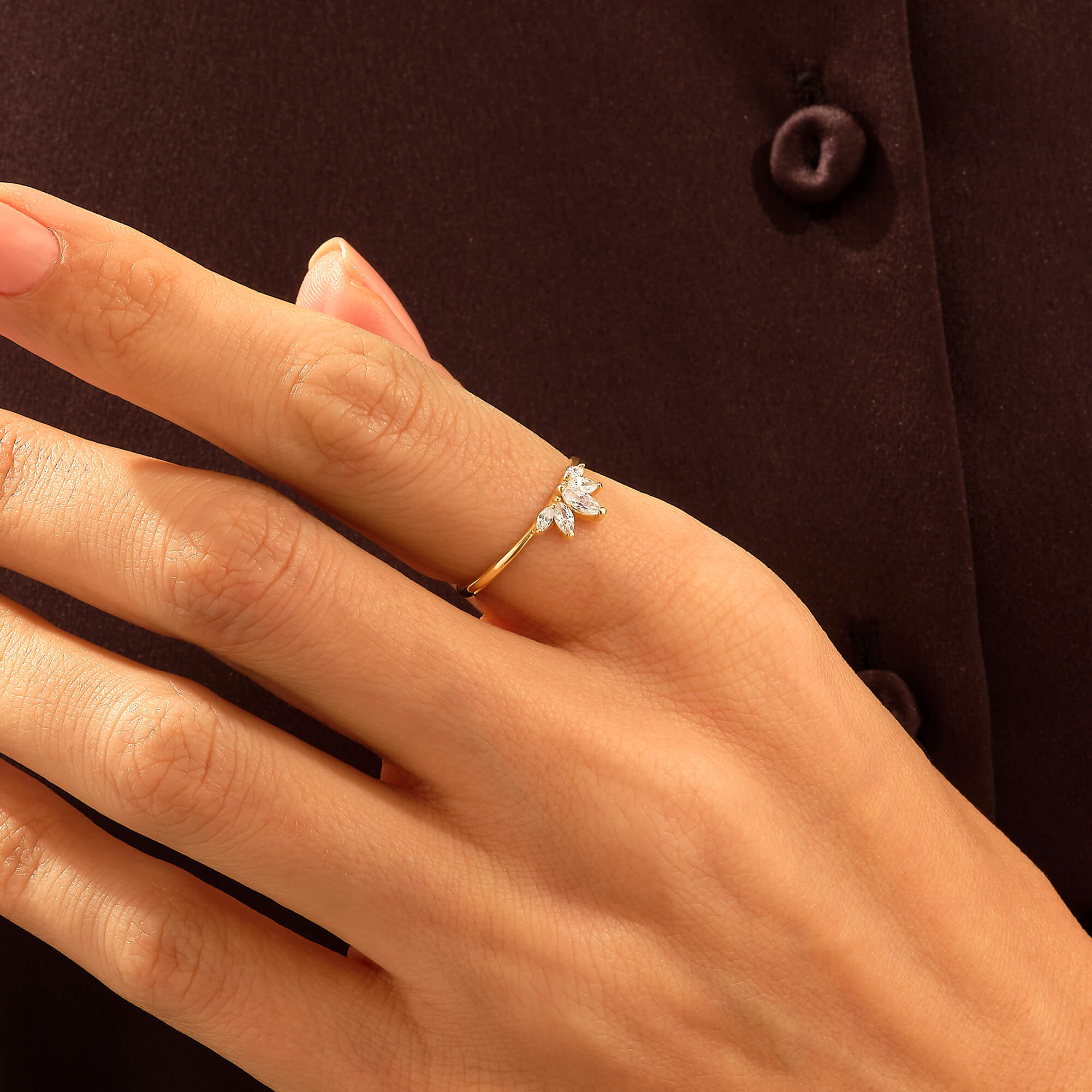Marquise Royal Stacking Ring in 14k Solid Gold