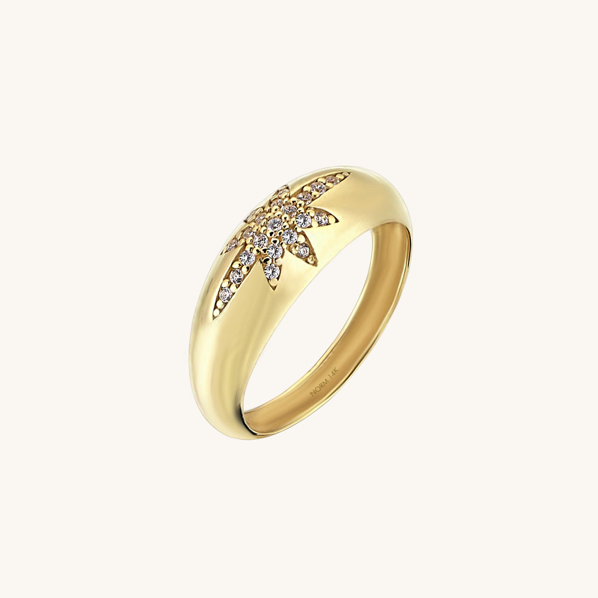 North Star Dome Ring in Real Gold
