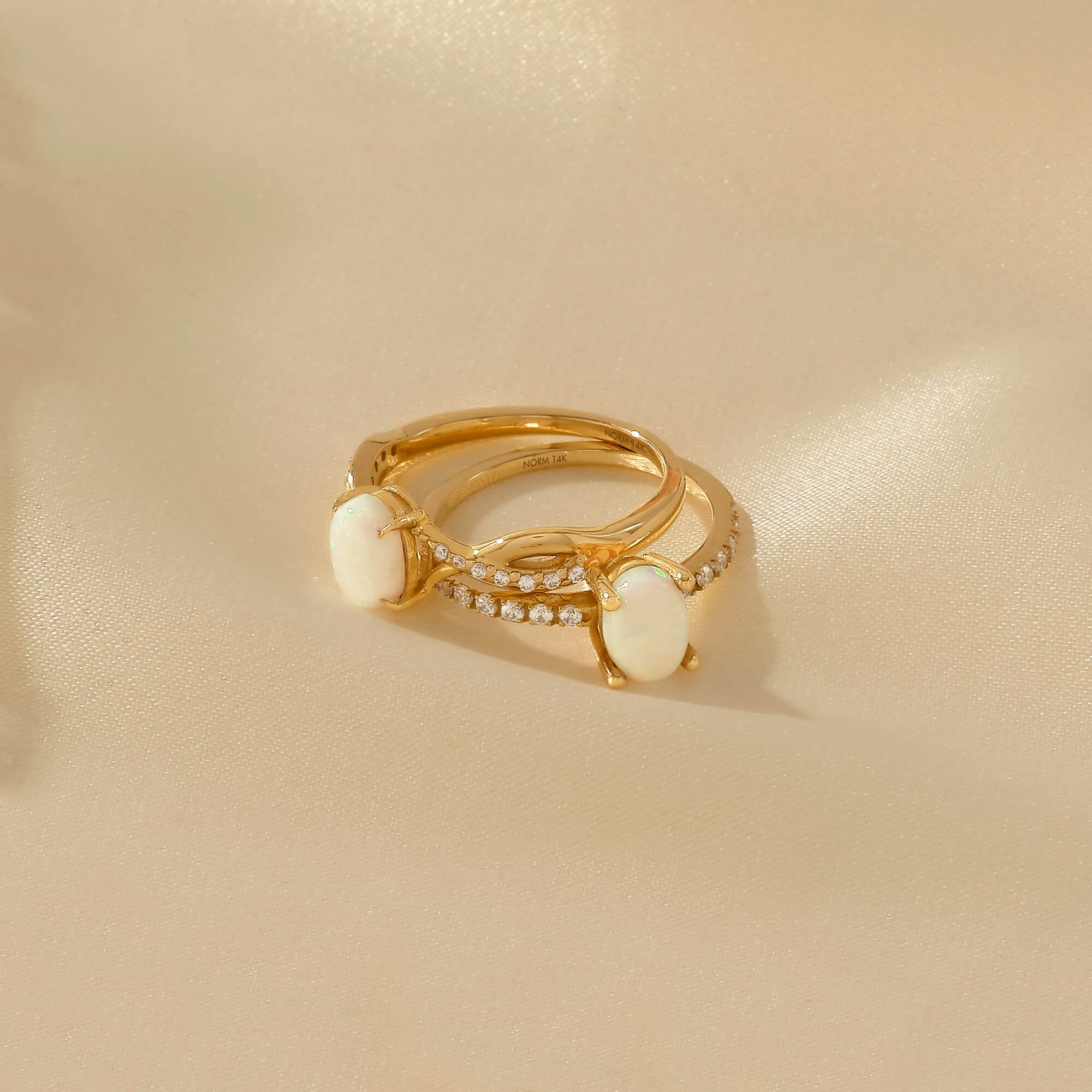 Oval Cut Opal Engagement Ring in 14k Real Gold