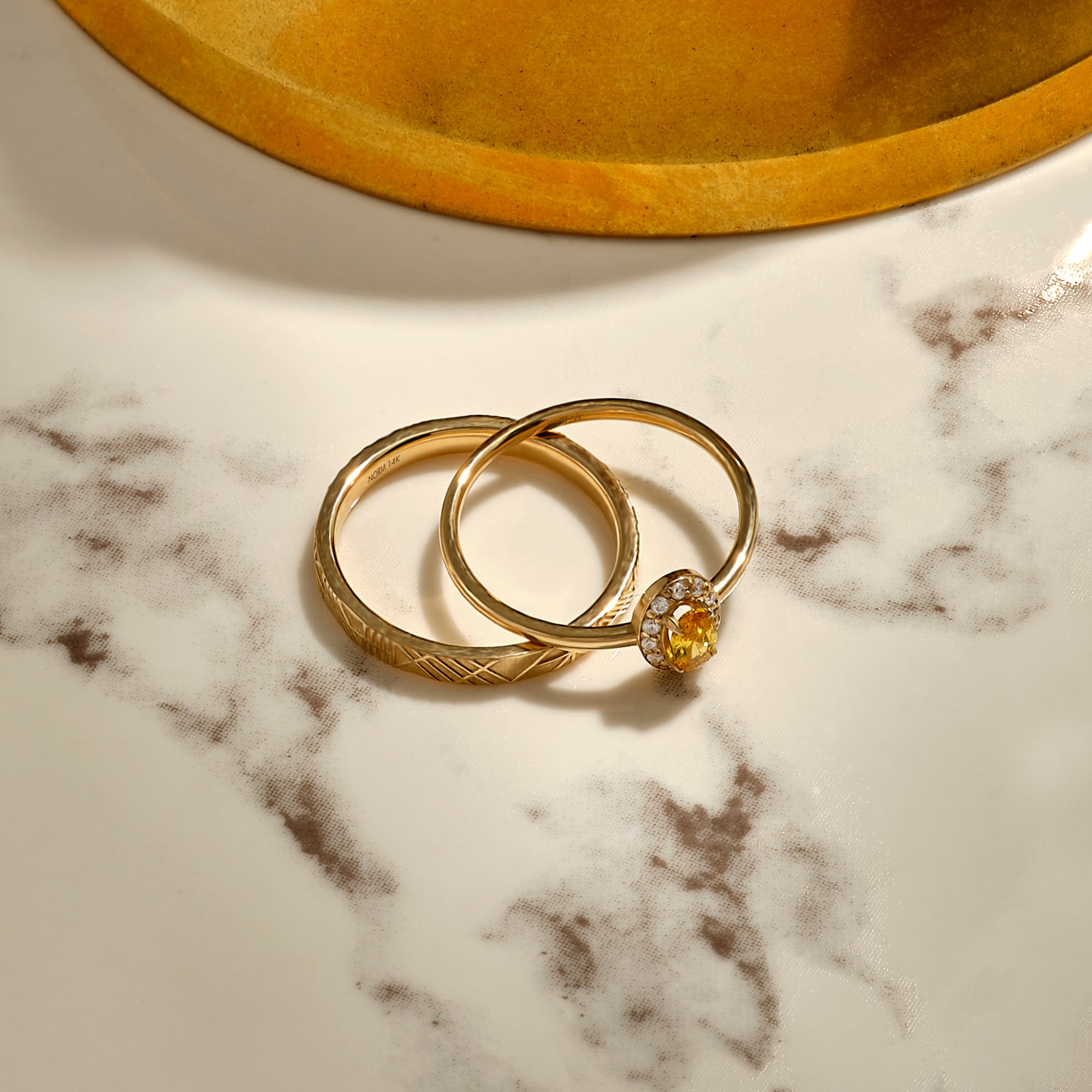 Oval Cut Citrine Solitaire Ring in 14k Real Gold