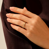 14k Gold Pave Cross Band Ring for Women