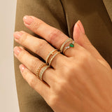 Sideways Cross Stacking Ring with White CZ in 14k Solid Gold