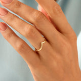 14k Real Yellow Gold Stacking Wishbone Ring