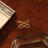 Stackable Plain X Ring in 14k Solid Yellow Gold