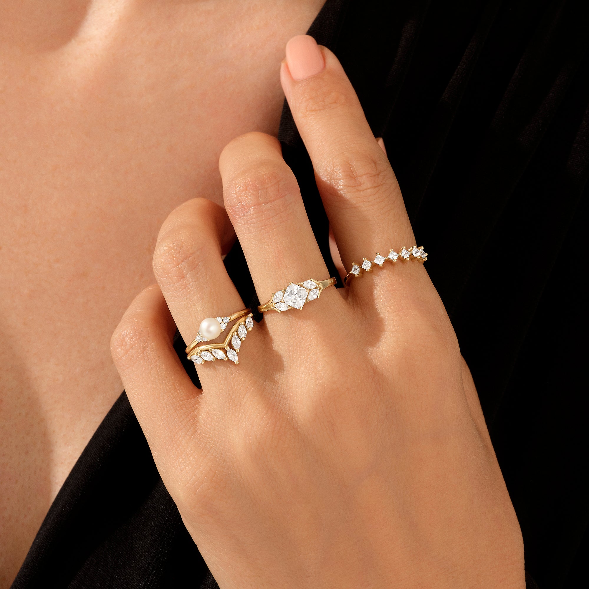 Women's Square Cut Engagement Ring in 14k Solid Gold