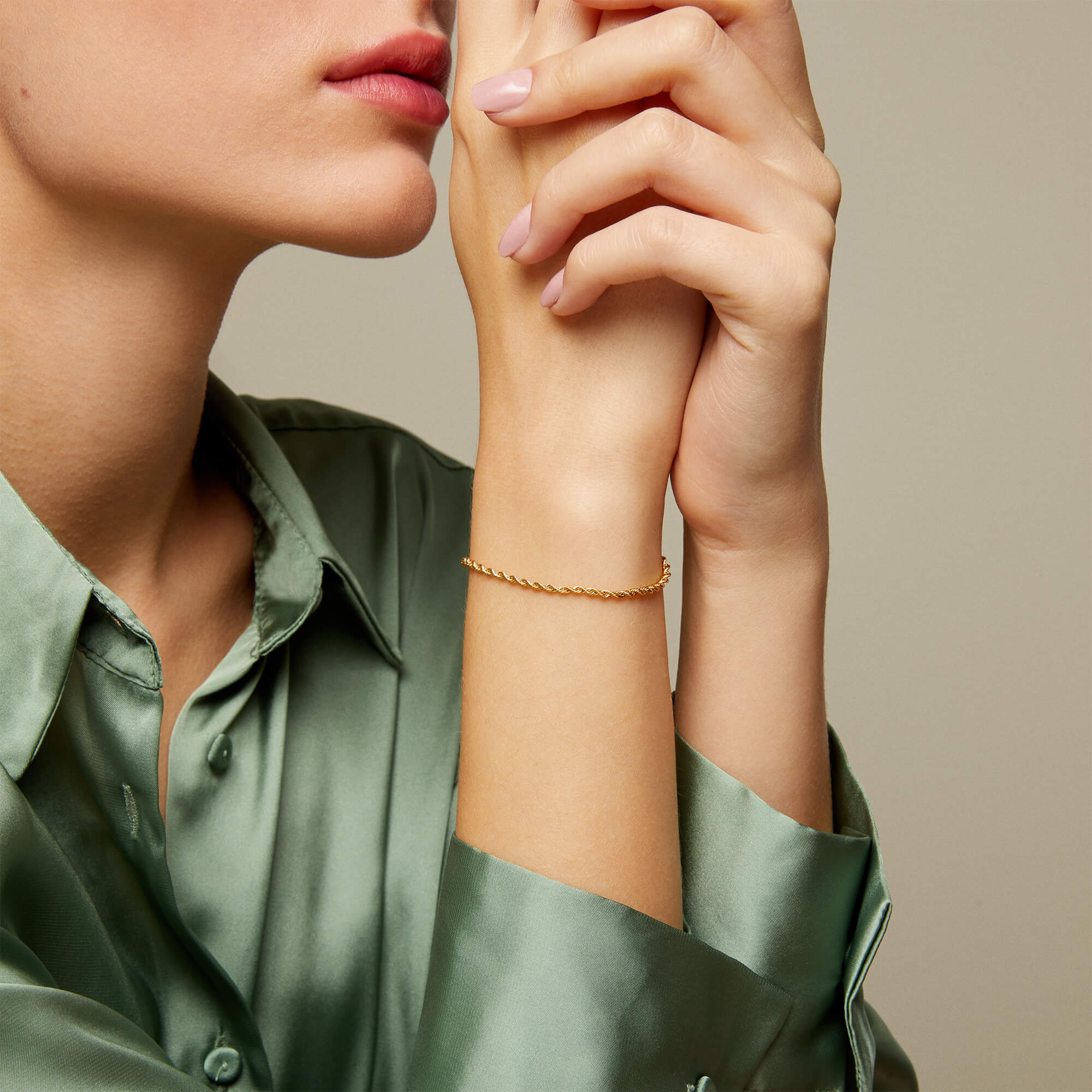 14k Yellow Gold Rope Chain Bracelet for Women