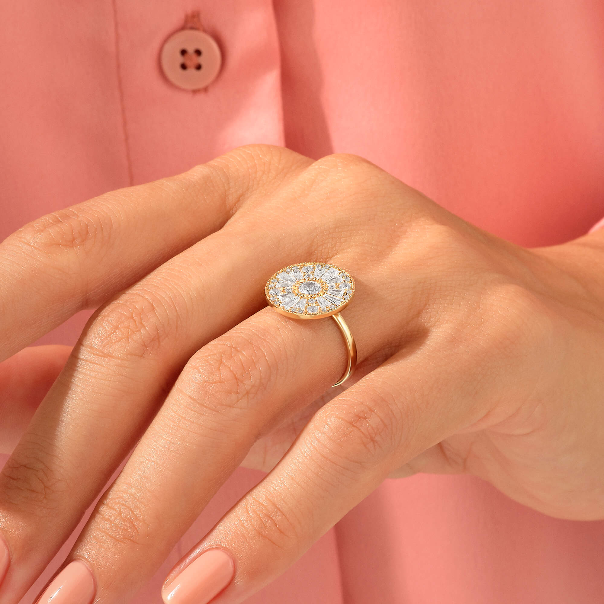 Women's Mosaic Design Statement Ring in 14k Solid Gold