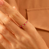 Minimalist Ruby Marquise Band Stacking Ring in 14k Solid Yellow Gold