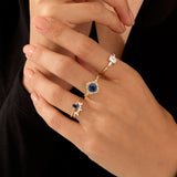 14k Real Yellow Gold Vintage Sapphire Art Deco Engagement Ring