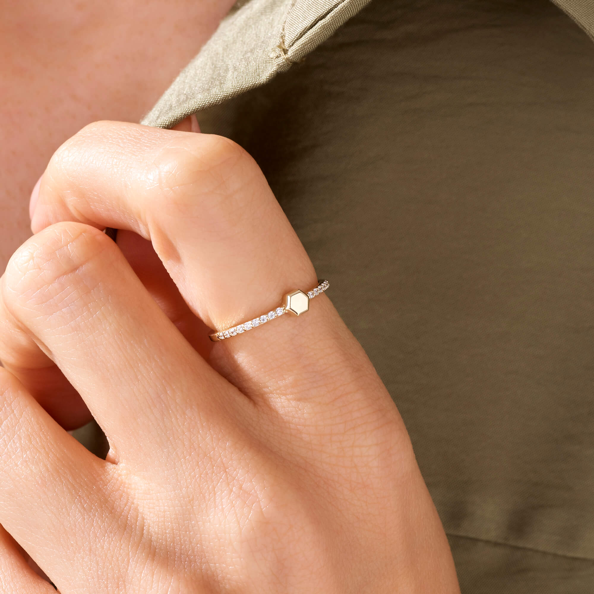 Women's Signet Eternity Ring in 14k Real Yellow Gold