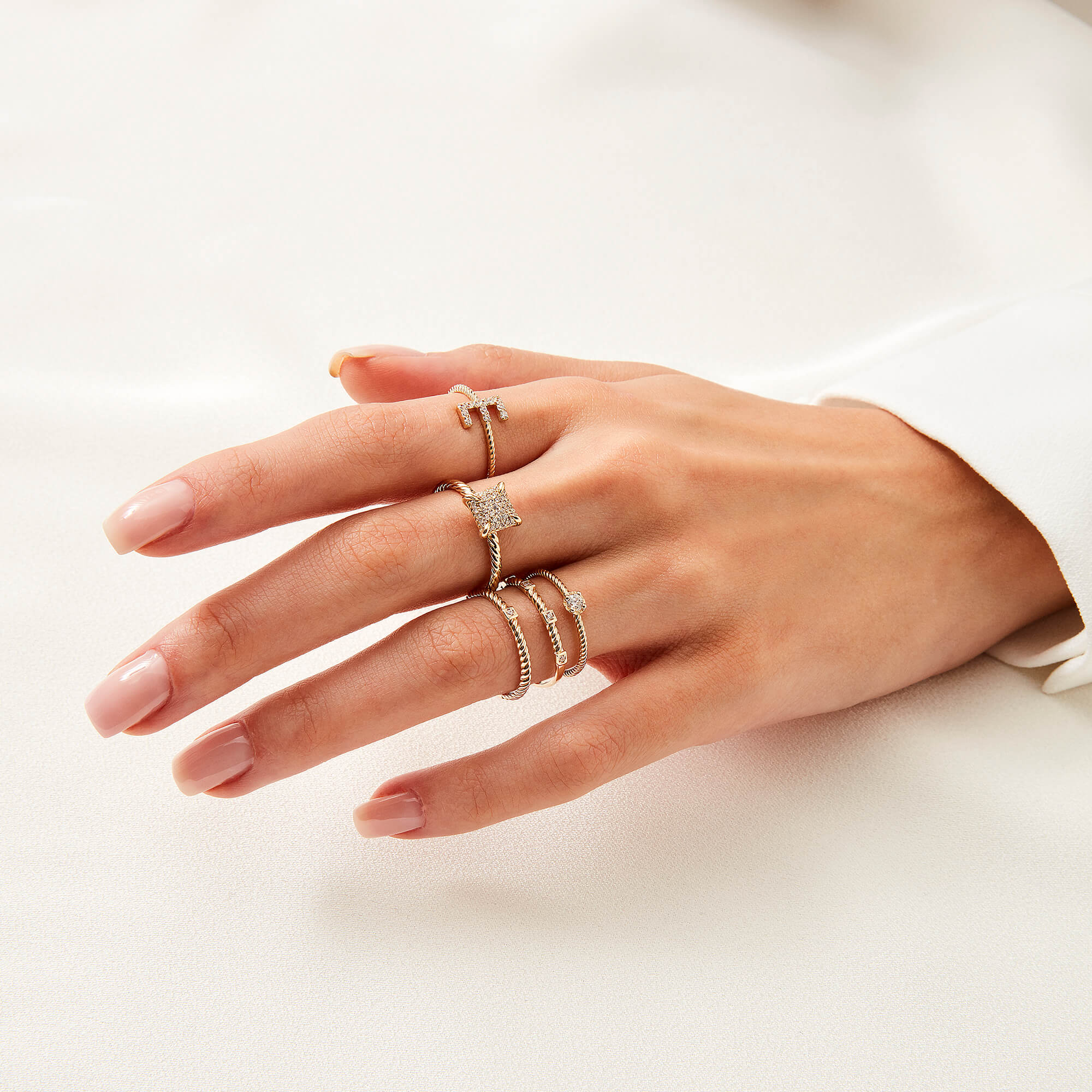 Solitaire Stacking Ring in 14k Real Gold