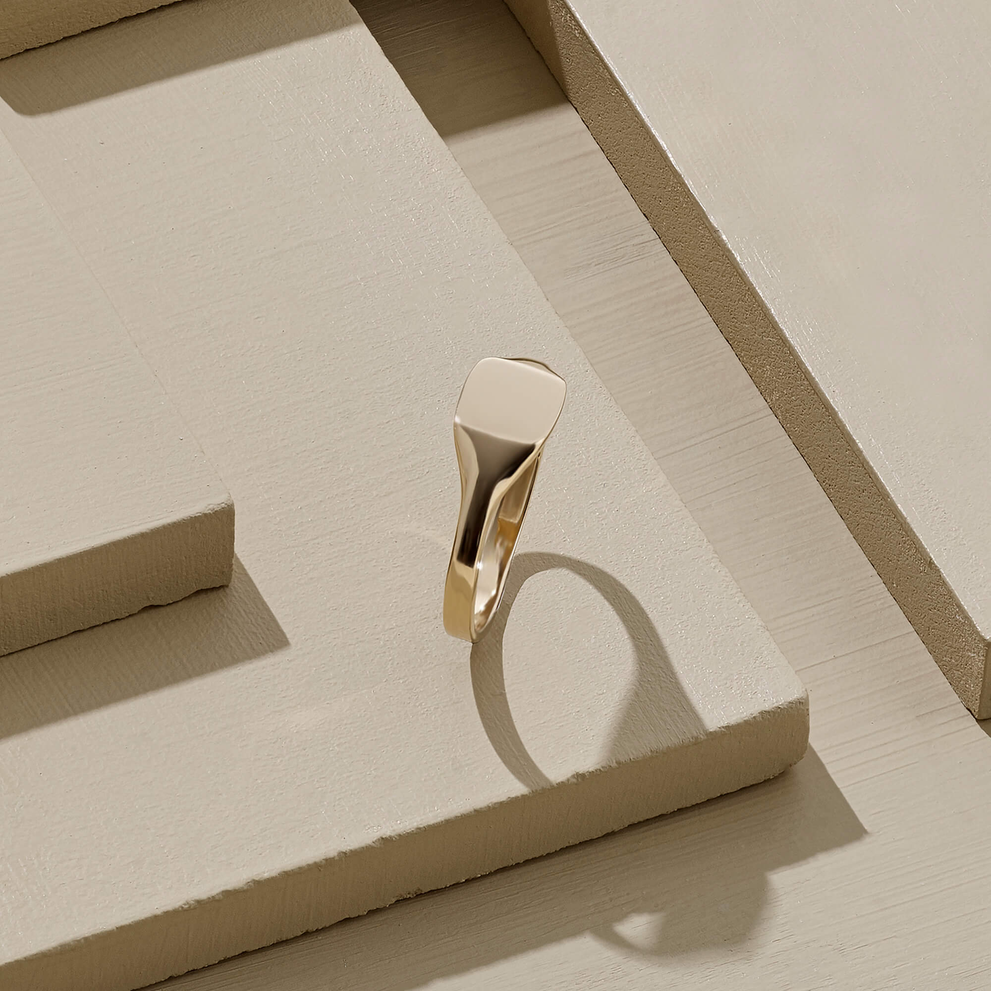 Women's Engravable Square Signet Pinky Ring in 14k Real Yellow Gold
