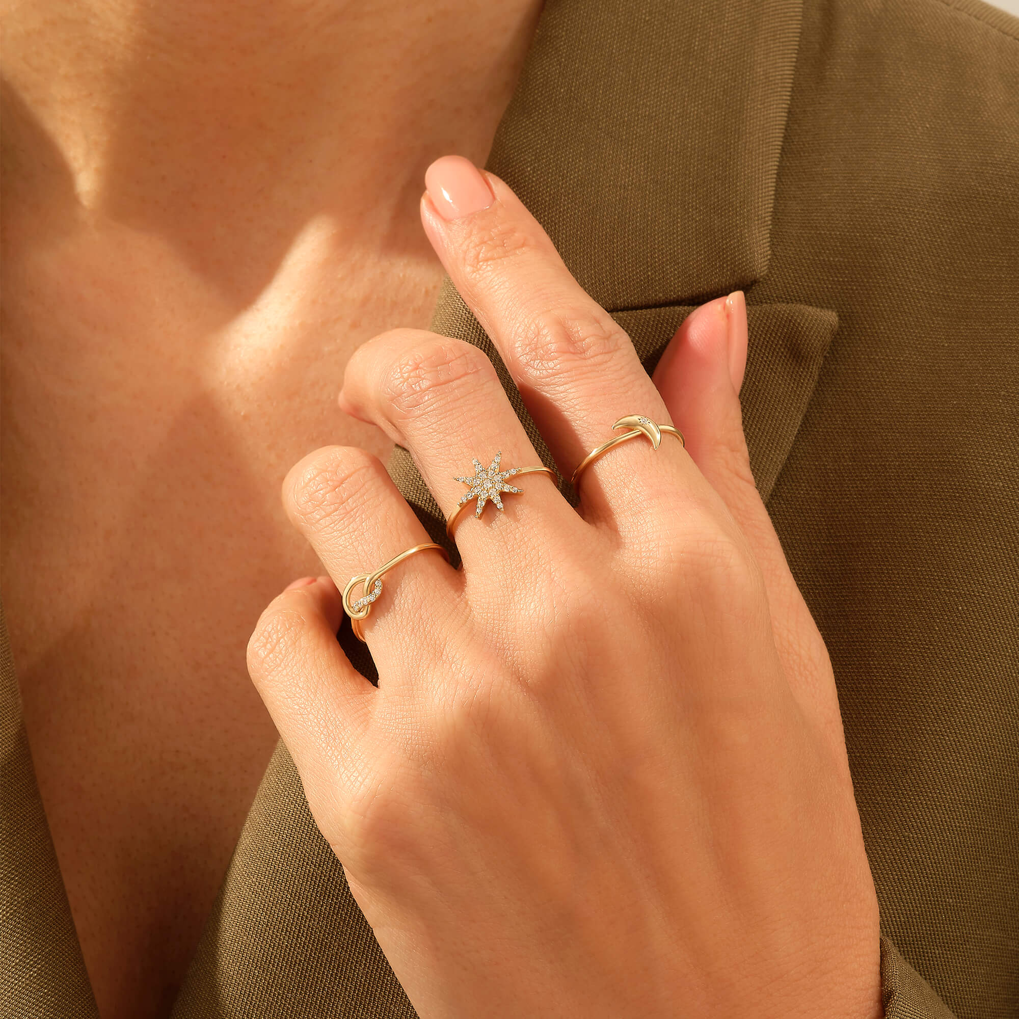 Star Statement Ring in 14k Real Gold