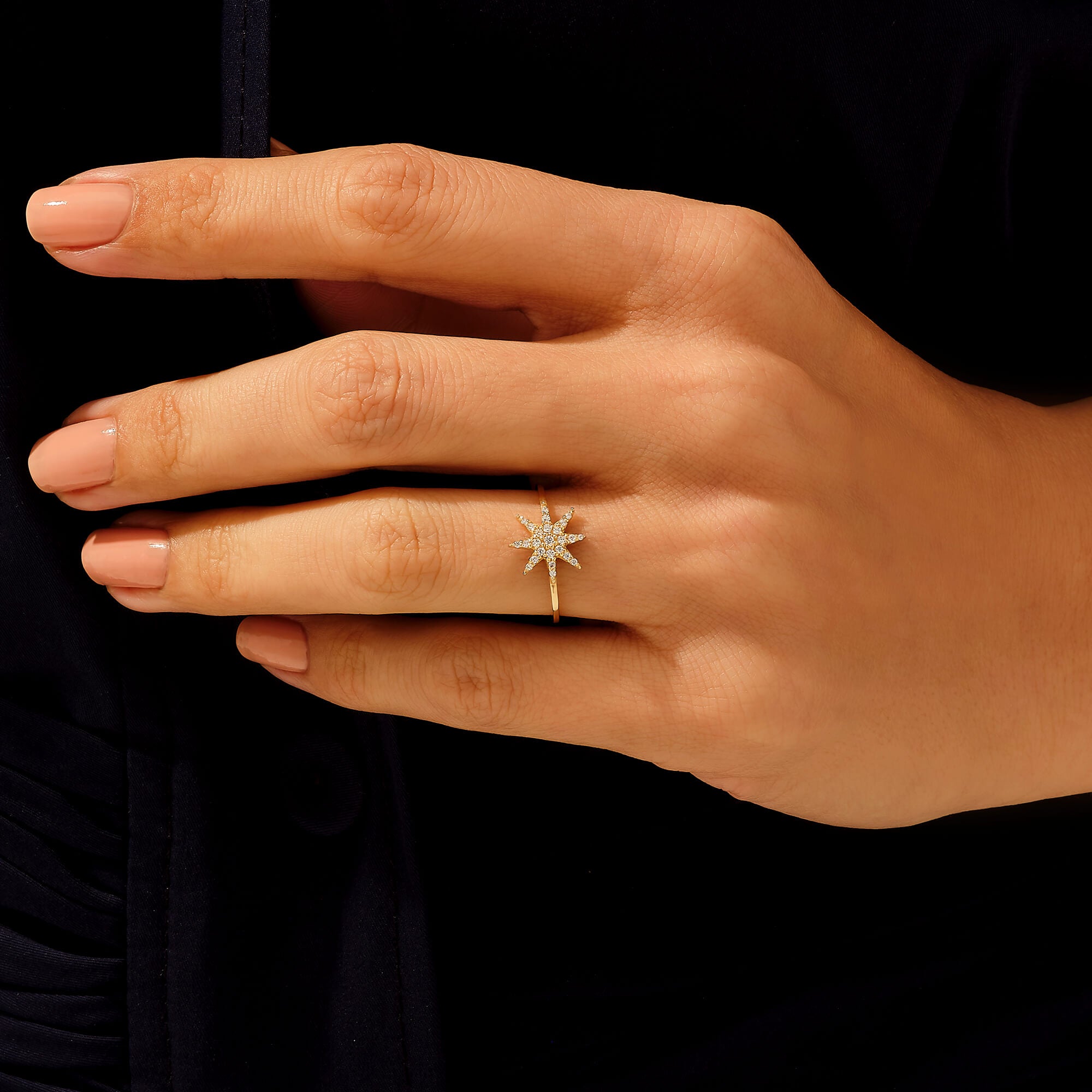 Star Shaped Statement Ring in 14k Real Gold