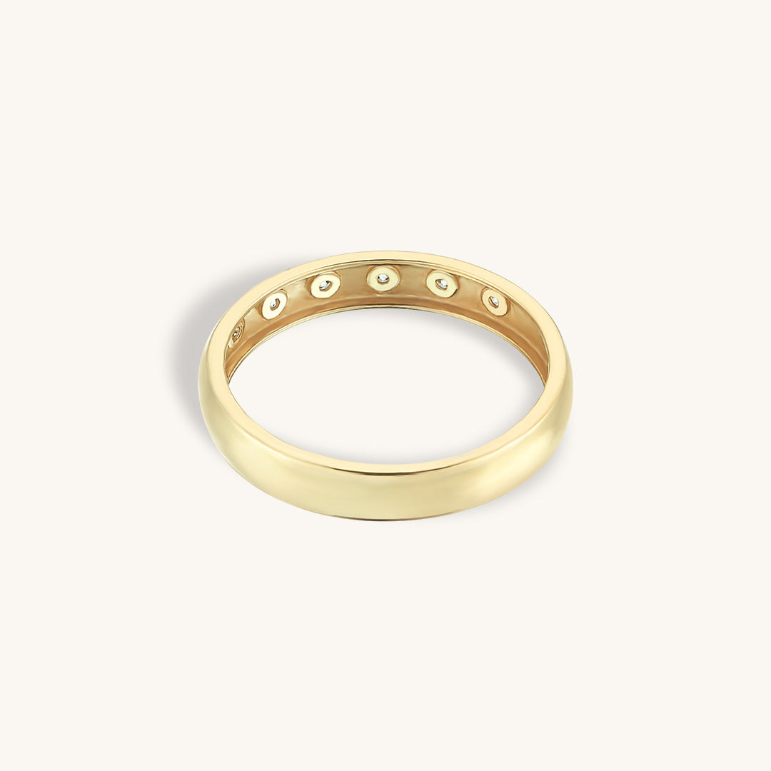 Star Wedding Band Ring in 14k Real Gold