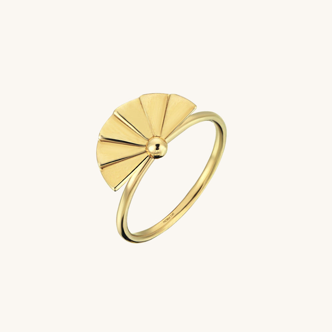 14k Real Yellow Gold Sun Ring
