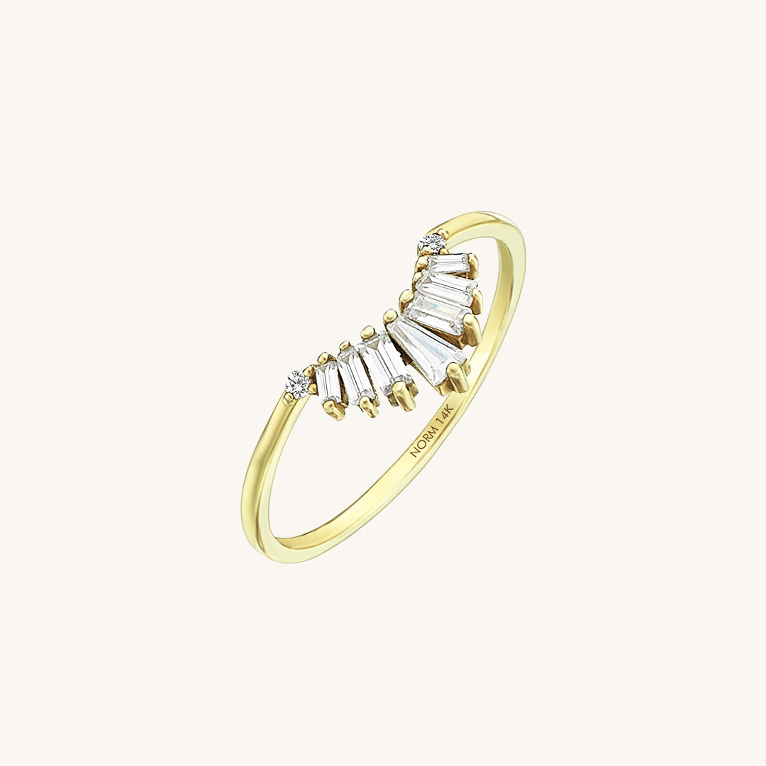 Women's Baguette Curve Stacking Ring in Gold
