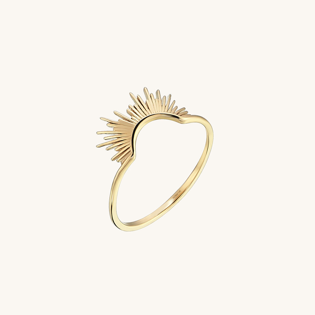 14 Solid Gold Sunshine Curve Ring