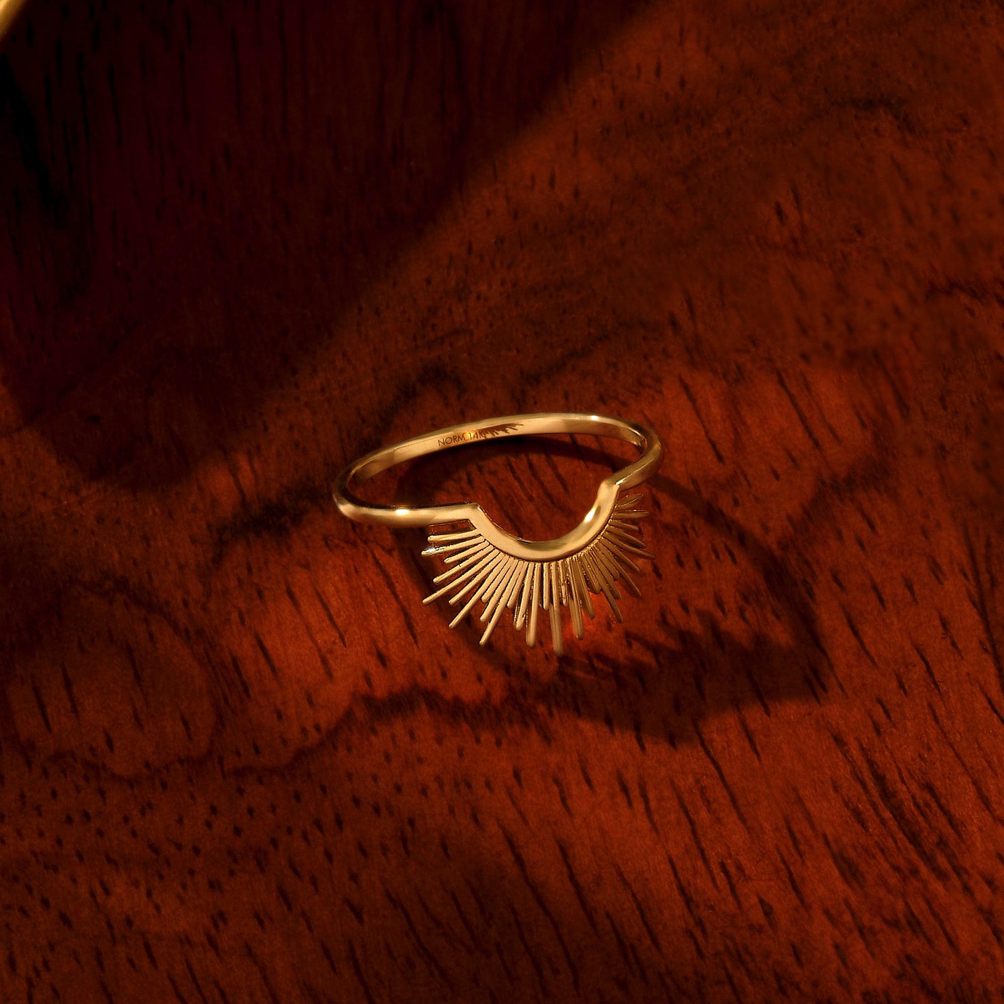 Half Sunrise Ring in 14k Solid Gold