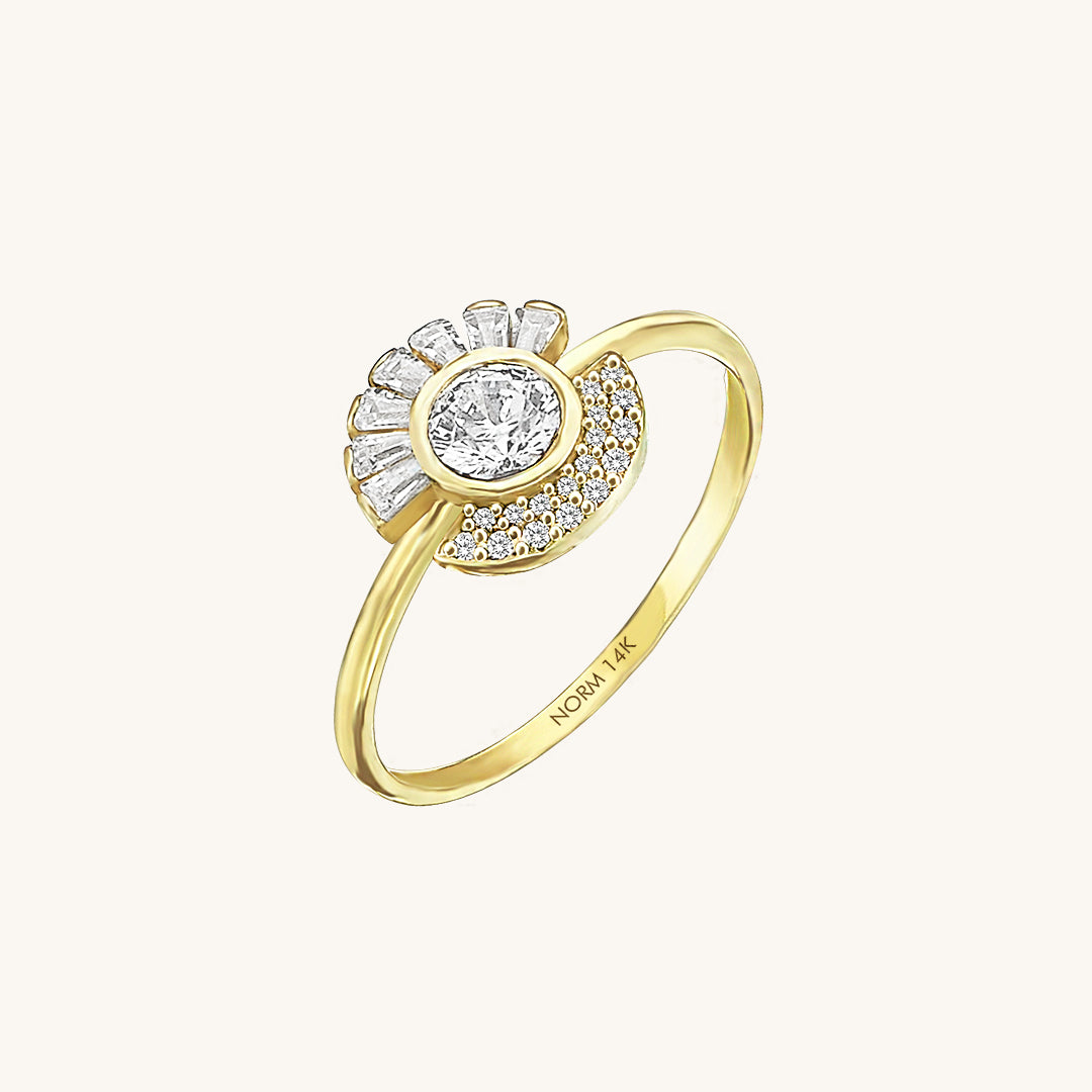 Baguette Cluster Engagement Ring in 14k Gold