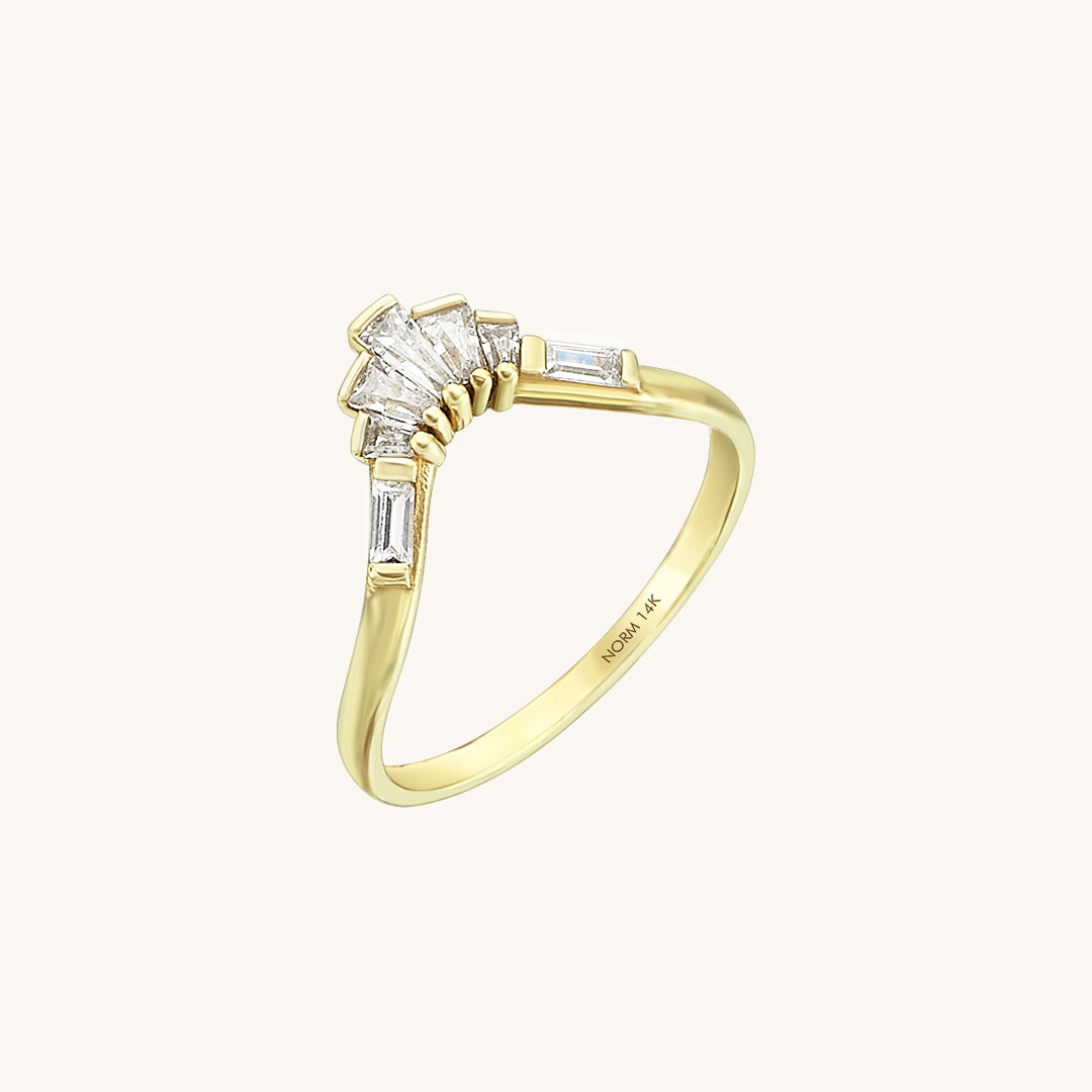 Tapered Baguette Curved Wedding Ring in 14k Gold